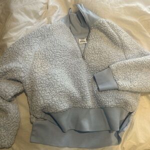 Victoria Secret Cozy Light Blue Sherpa Quarter Zip